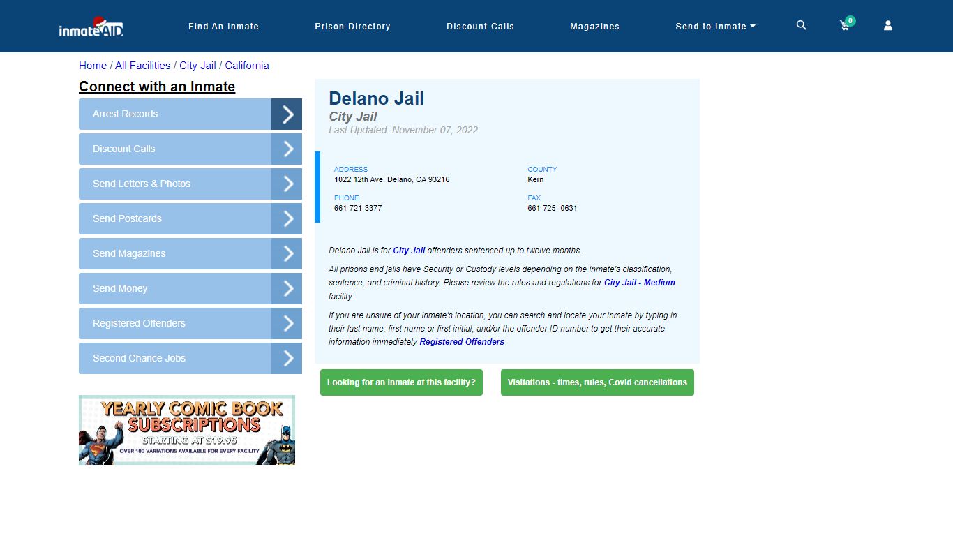 Delano Jail | Inmate Locator
