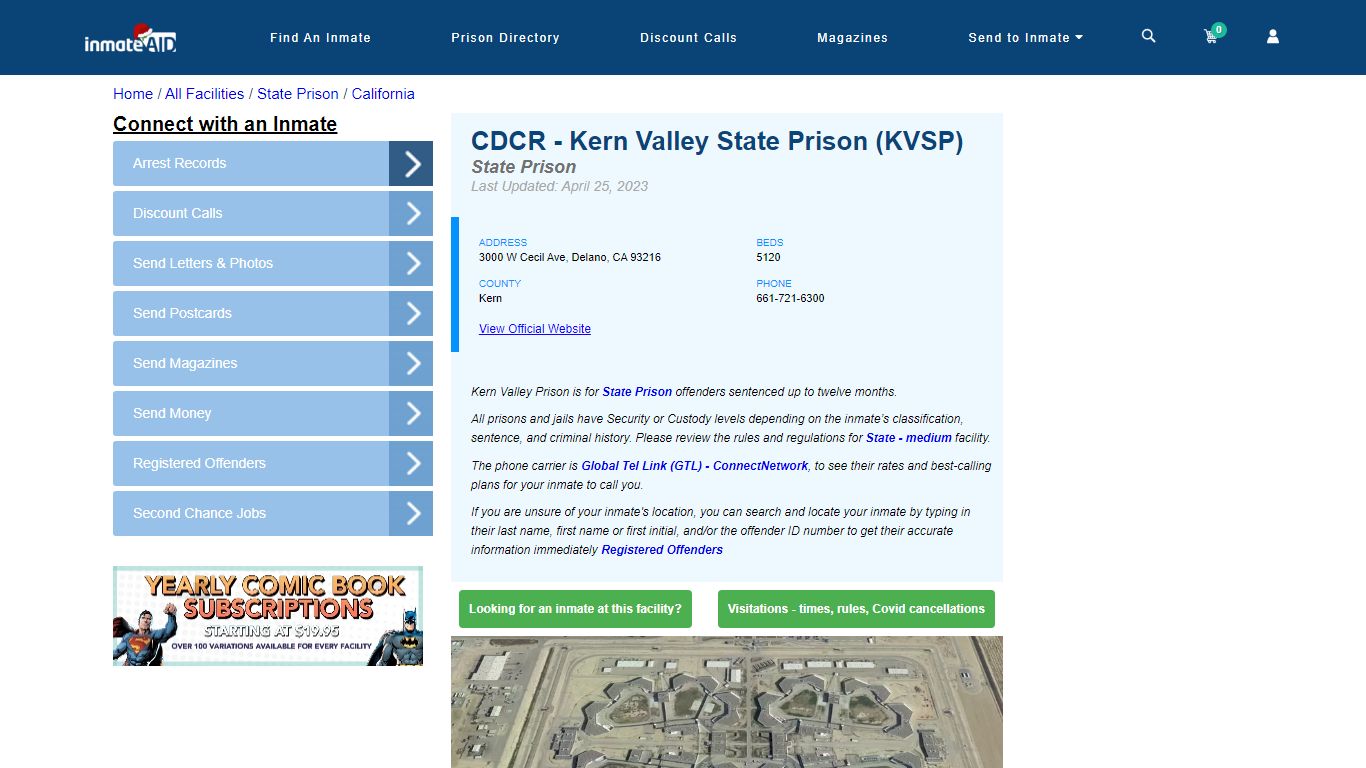 CDCR - Kern Valley State Prison (KVSP) & Inmate Search - Delano, CA