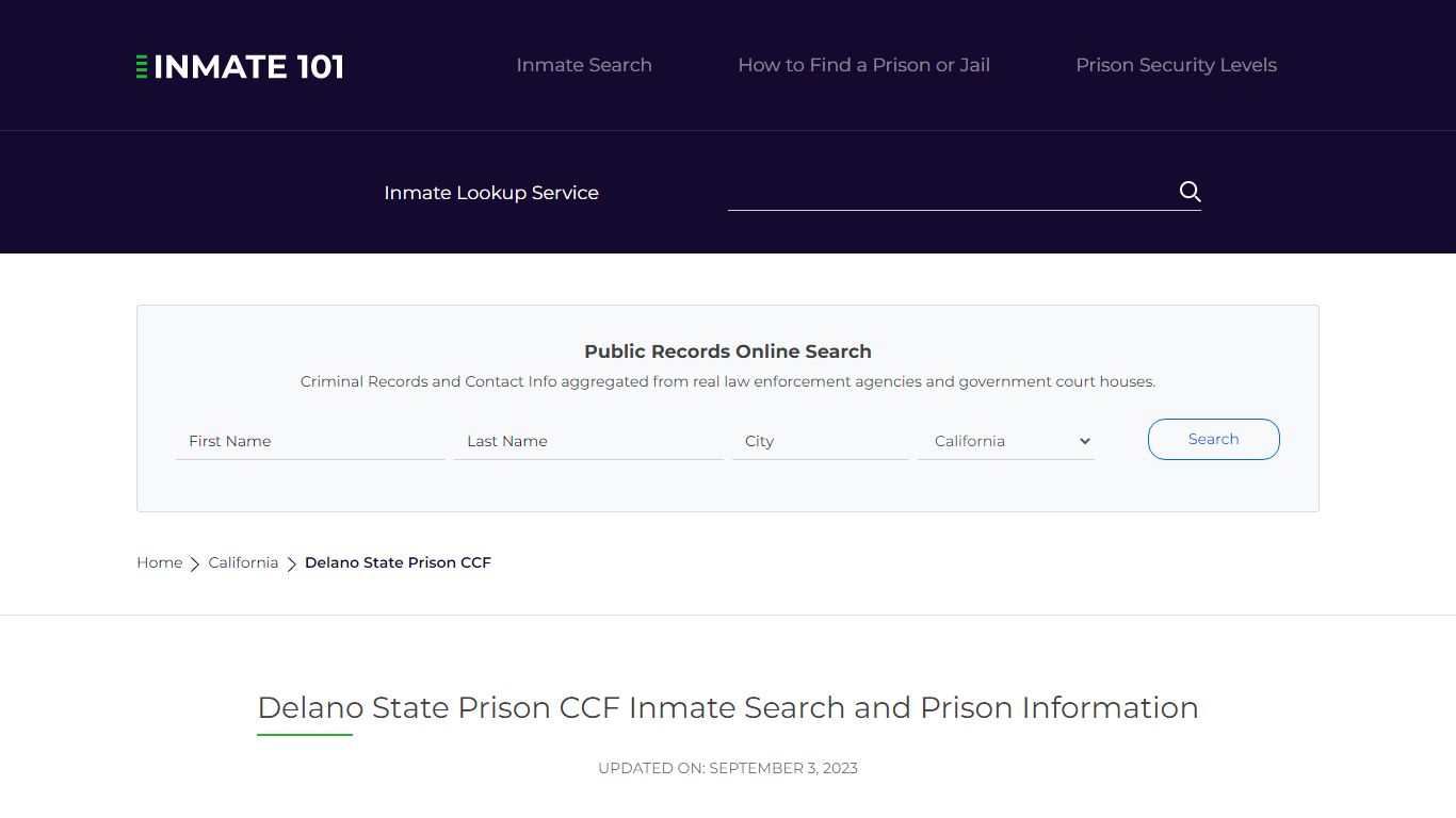 Delano State Prison CCF Inmate Search and Prison Information